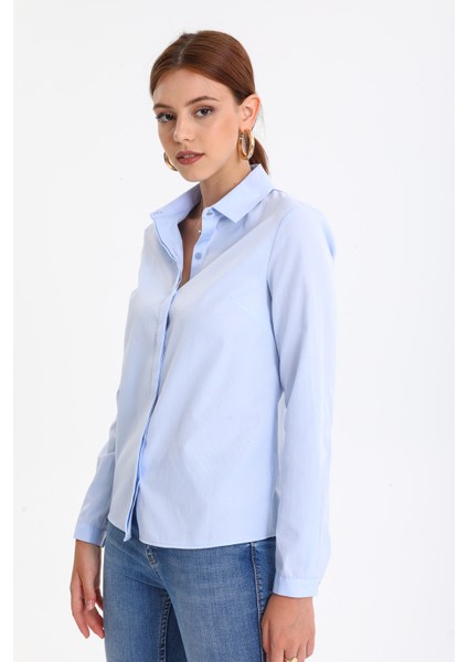 Kadın Klasik Fitilli Likralı Gömlek modelleri