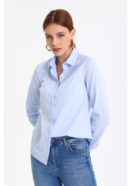Kadın Klasik Fitilli Likralı Gömlek fırsatları