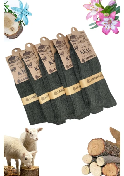 Kral Socks Erkek Kışlık Termal Etkili (5'li Paket) Lambswool Kuzu Yünlü Çorap