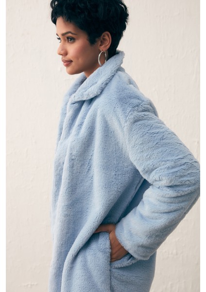 Leopar Astarlı Peluş Kaban - Bebe Mavi fırsatları