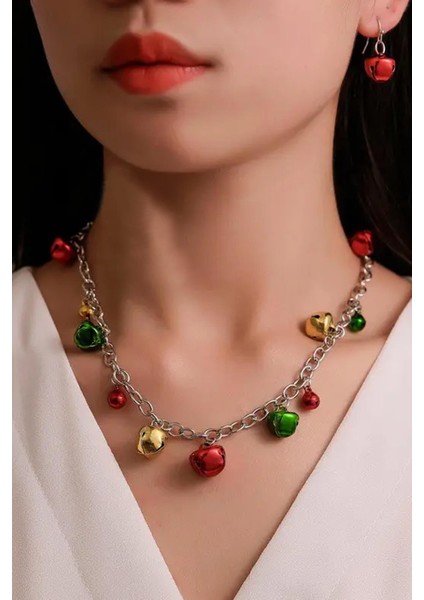 Yılbaşı Çıngıraklı Renkli Kolye