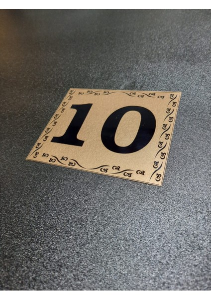 Kapı Numarası 10X12 cm Yapışkanlı No 10 Metalik Altınsarı