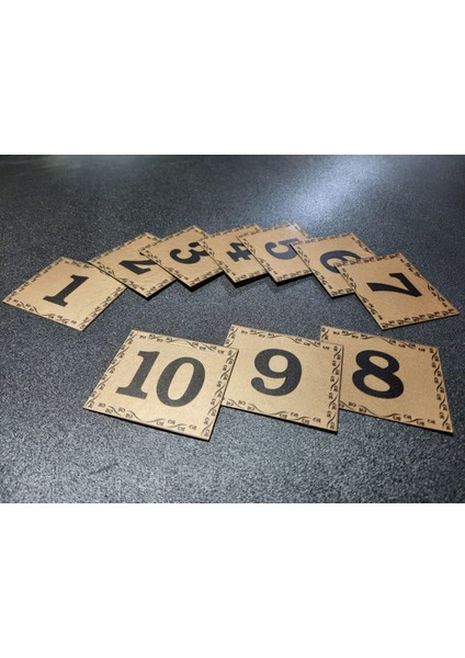 Kapı Numarası 5.5x6.5 cm Metalik Altın Sarı Üzeri Siyah Baskı Kendinden Yapışkanlı No:1 Den 10’a