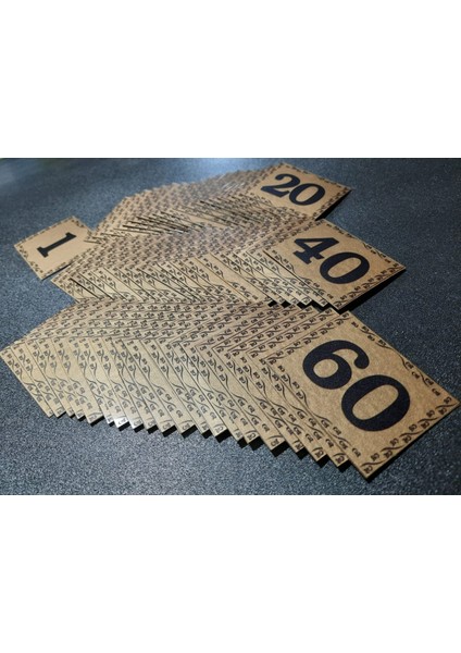 Kapı Numarası 5.5x6.5 cm Metalik Altın Sarı Üzeri Siyah Baskı Kendinden Yapışkanlı No:1 Den 60’a