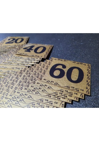 Kapı Numarası 5.5x6.5 cm Metalik Altın Sarı Üzeri Siyah Baskı Kendinden Yapışkanlı No:1 Den 60’a
