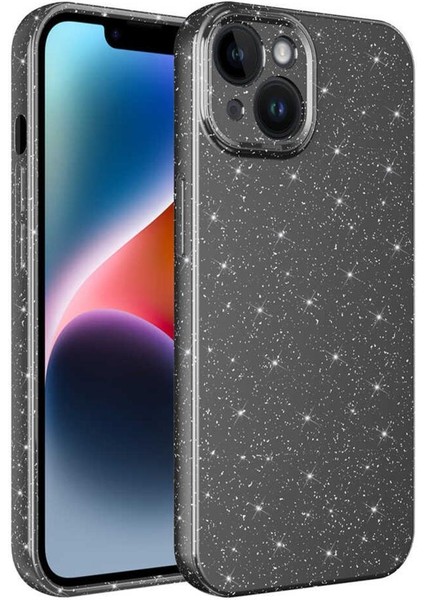 iPhone 14 Kılıf Kamera Korumalı Simli Parıltılı Lüks Silikon