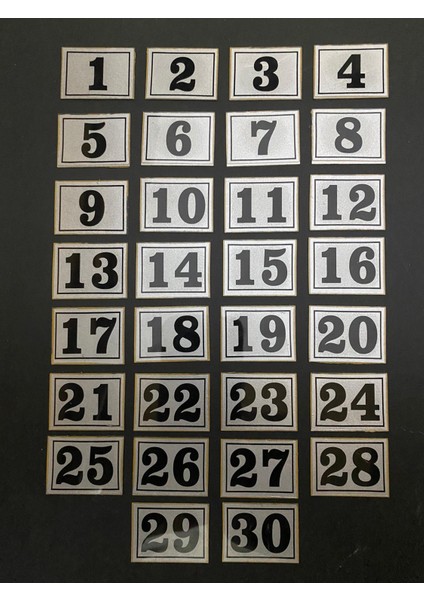 Kapı Numarası Dolap,raf,posta Kutusu Numarası 3x3 cm 1 Den 30 A