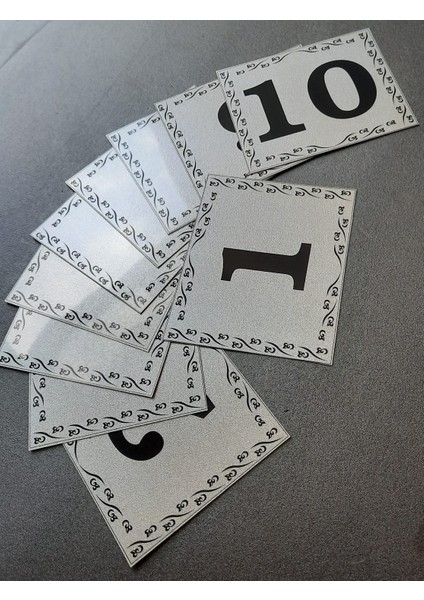 Kapı Numarası 10X12 cm Metalik Gümüş Gri Üzeri Siyah Baskı Kendinden Yapışkanlı No:1 Den 10’a fiyatları