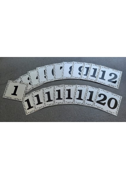 Kapı Numarası 5.5x6.5 cm Metalik Gümüş Gri Üzeri Siyah Baskı Kendinden Yapışkanlı No:1 Den 20’e