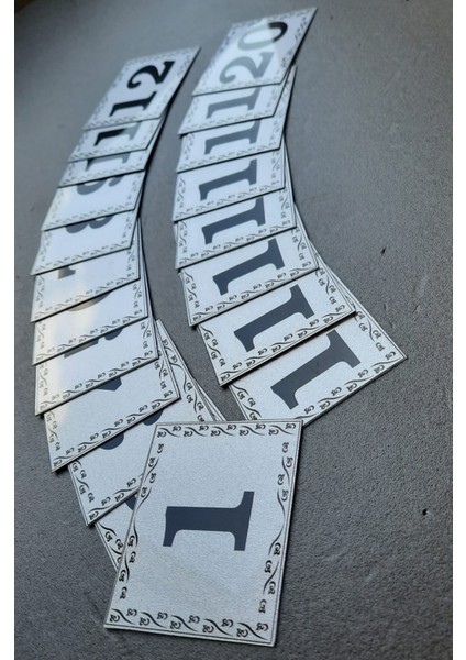 Kapı Numarası 5.5x6.5 cm Metalik Gümüş Gri Üzeri Siyah Baskı Kendinden Yapışkanlı No:1 Den 20’e modelleri