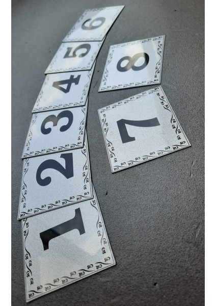 Kapı Numarası 5.5x6.5 cm Metalik Gümüş Gri Üzeri Siyah Baskı Kendinden Yapışkanlı No:1 Den 8’e fiyatları
