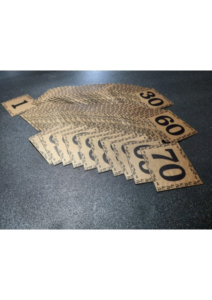 Kapı Numarası 5.5x6.5 cm Metalik Altın Sarı Üzeri Siyah Baskı Kendinden Yapışkanlı No:1 Den 70’e