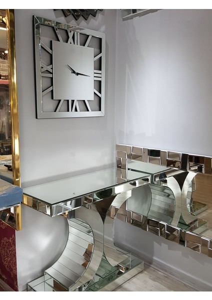 Square Silver Model Gümüş Renk 70 Cm x 70 Cm Dekoratif Aynalı Duvar Saati fırsatları