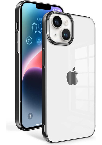 iPhone 14 Plus ile Uyumlu Şeffaf Pürüzsüz Renkli Kenar Kılıf Special Sun Kapak Siyah