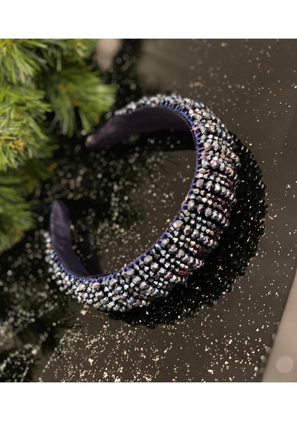 Yılbaşı Özel Gün Lüks Kristal Taş Kaplamalı Kadın Tacı Taşlı Taç Hediye Kutulu Kına Nişan Lacivert fiyatları