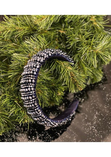 Yılbaşı Özel Gün Lüks Kristal Taş Kaplamalı Kadın Tacı Taşlı Taç Hediye Kutulu Kına Nişan Lacivert modelleri