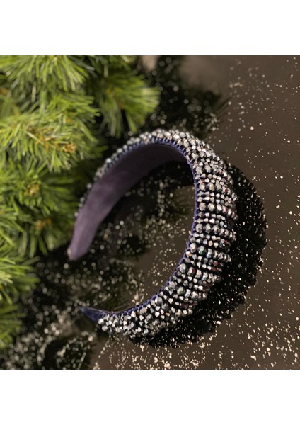 Yılbaşı Özel Gün Lüks Kristal Taş Kaplamalı Kadın Tacı Taşlı Taç Hediye Kutulu Kına Nişan Lacivert fırsatları