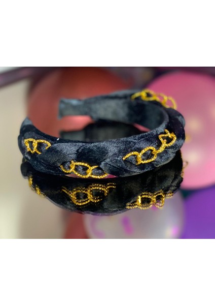 Trend Moda Siyah Kadife Gold Altın Zincirli Yetişkin ve Çocuk Tacı Örgü Taç fiyatları