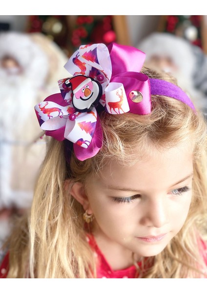Yılbaşı Lüks Tasarım Geyikli Noel Baba Katlı Fiyonk Kadife Taç Menekşe Fuşya Yetişkin Çocuk Tacı fiyatları