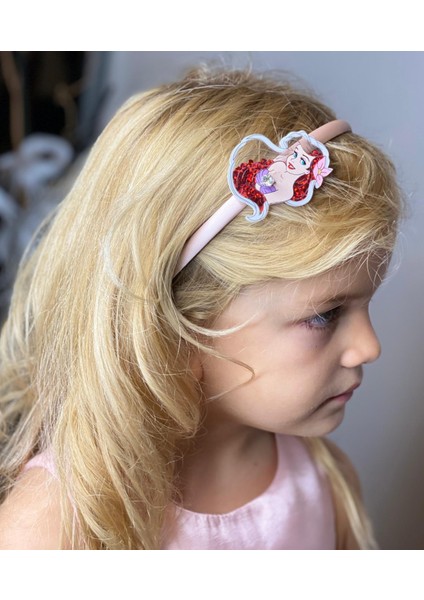 3D Boyutlu Hareketli Pullu Taşlı Deniz Kızı Prenses Çocuk Tacı Saten Taç Pudra Pembe