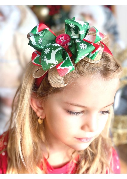 Yılbaşı Özel Christmas Cam Broşlu Geyikli Çam Ağaçlı Hasır Lüks Fiyonk Saten Taç Yetişkin Çocuk Tacı