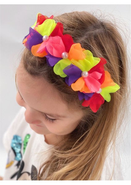 Renkli Incili Lazer Kesim Çiçekli Rengarenk Renkli Unicorn Taç Yetişkin Çocuk Tacı