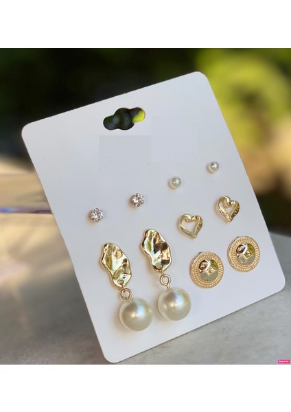 Özel Trend Moda Inci Gold Sarkıt Zikron Taş Küpe Seti