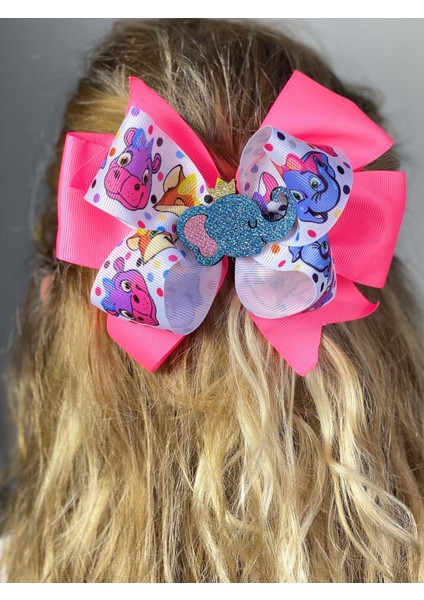 Sevimli Fil Süslü Simli Renkli Hayvanlı Katlı Lüks Fiyonk Toka Metal Klipsli Çocuk Tokası modelleri