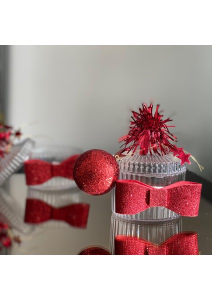 Yeni Yıl Yılbaşı Lüks Süslü Hediyelik Şeker Sunum Kutusu Dekorasyon Şekerlik Kırmızı Tek Adet fiyatları