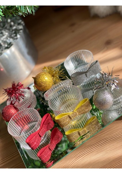 Yeni Yıl Yılbaşı Lüks Süslü Hediyelik Şeker Sunum Kutusu Dekorasyon Şekerlik Kırmızı Tek Adet indirimleri