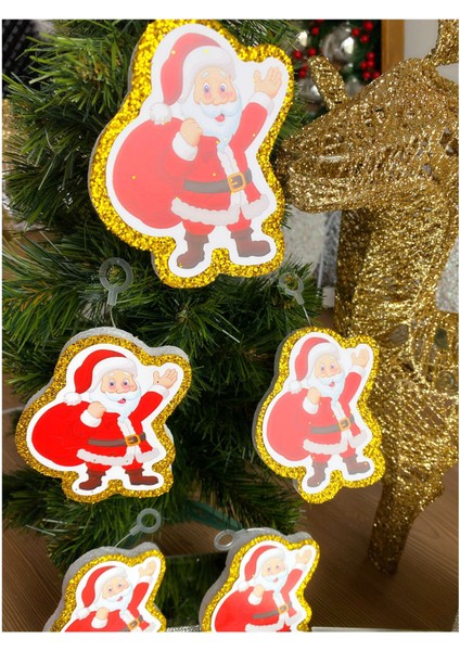 6 Lı Yeni Yıl Yılbaşı Özel Simli Büyük Strafor Yılbaşı Çam Ağacı Dekorasyon Süs Noel Baba Gold fiyatları