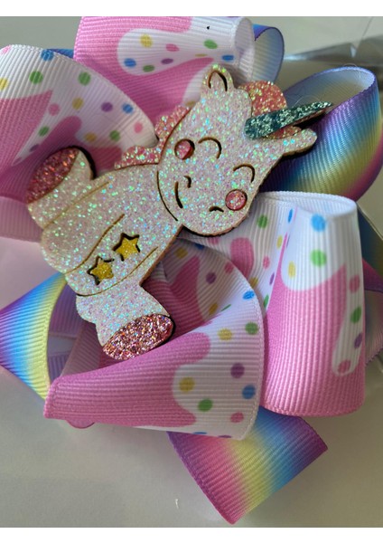 Color Renkli Gökkuşağı Ice Dondurma Simli Parlak Unicorn Süslü Anne Kız Çocuk Tokası