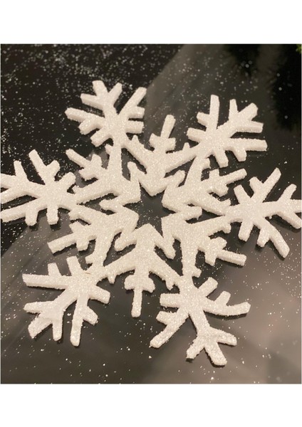 Yılbaşı Lüks Orta Boy Parlak Sim Kaplı Oda Duvar Dekorasyon Süs Kar Tanesi Dekor 30CM