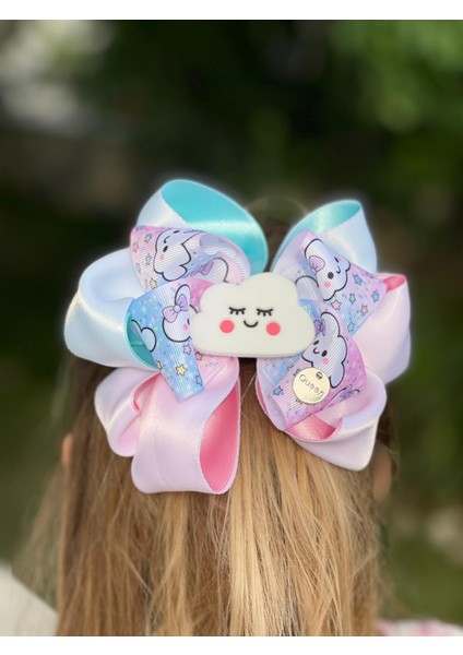 Yeni Sevimli Bulut Lüks Katlı Fiyonklu Çocuk Tokası Metal Klipsli Saten Toka Pembe Mavi fiyatları