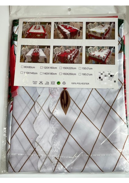 Yeni Yılbaşı Özel Lüks Sofra Sunum Dertsiz Leke Tutmaz Masa Örtüsü Baklava Çiçek Mum Desenli
