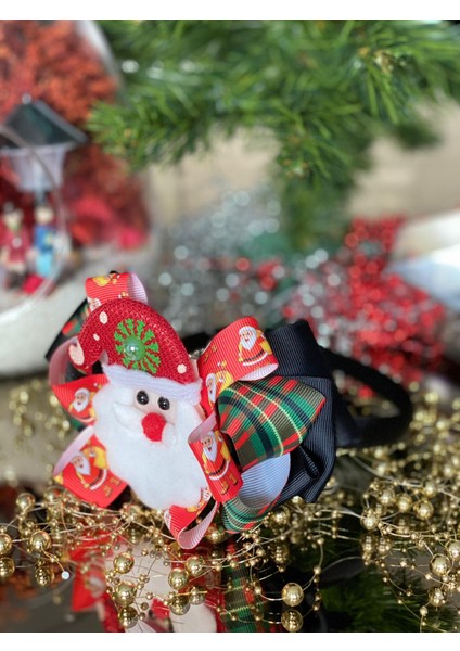 Özel Kutusunda Hediye Noel Baba Ekose Fiyonk Saten Lüks Yetişkin ve Çocuk Taç modelleri