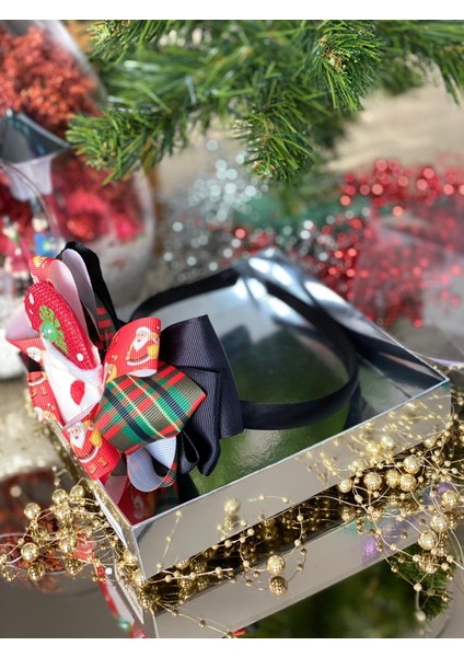 Özel Kutusunda Hediye Noel Baba Ekose Fiyonk Saten Lüks Yetişkin ve Çocuk Taç fırsatları