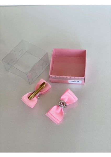 Pembe 2' Li Kristal Taşlı Kız Çocuk Kız Bebek Pensli Toka