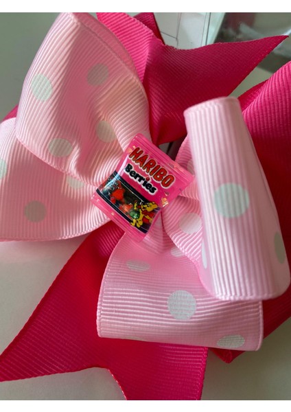 Pembe Puantiyeli Fuşya Haribo Şeker Metal Pensli Toka (Timsah Toka) Anne Kız Çocuk Tokası fiyatları