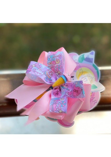 Pembe Fiyonk Pasta Cake Ice Dondurmalı Metal Klipsli Şeker Toka