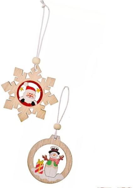 Yılbaşı Lüks 12LI Çam Ağacı Dekorasyon Süs Hediyelik Ahşap Kutulu Noel Baba Kar Tanesi fırsatları