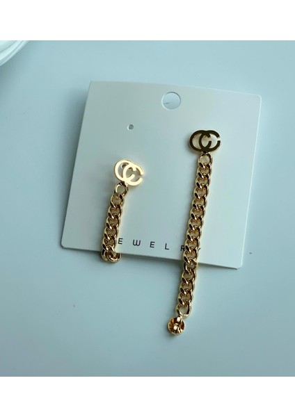 Lüks Moda Zincir Çift Kullanım Küpe Gold Altın Halka Sarkıt modelleri