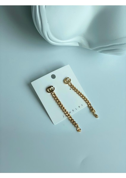 Lüks Moda Zincir Çift Kullanım Küpe Gold Altın Halka Sarkıt fırsatları
