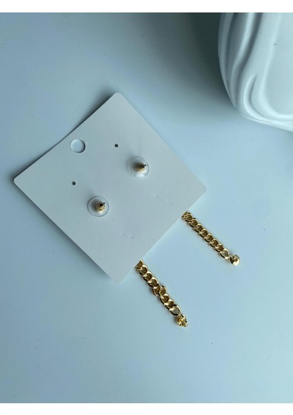 Lüks Moda Zincir Çift Kullanım Küpe Gold Altın Halka Sarkıt indirimleri