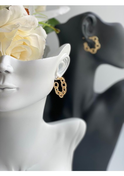 Zara Model Lüks Burgu Zincir Halka Küpe Gold Altın modelleri