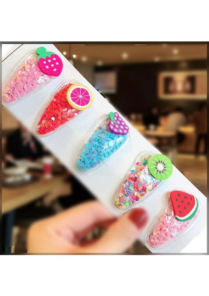 Bebek Çocuk Pullu Meyveli 5li Çıtçıt Toka Seti Çilek Karpuz Kivi Üzüm