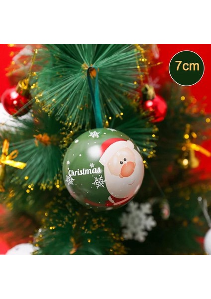 Yeni Yıl Yılbaşı Metal Çam Ağacı Süsü Topu Sürpriz Hediye Kutusu Noel Baba Desenli Kutu