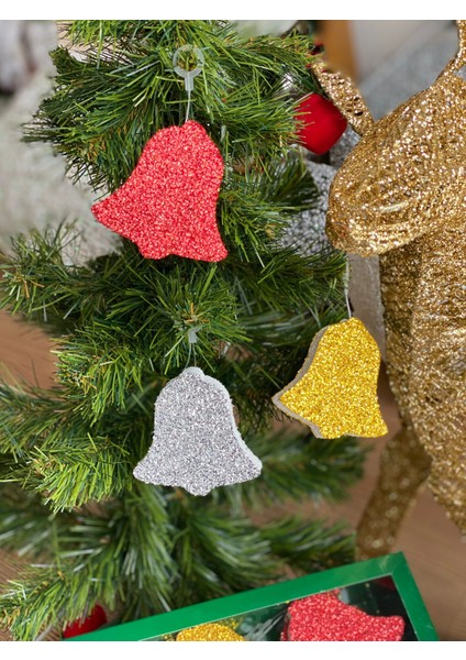 Yeni Yıl Yılbaşı Hediye Çan Zil 12 Li Simli Çam Ağacı Süs Strafor Set Kutulu Gold Gümüş Kırmızı fiyatları