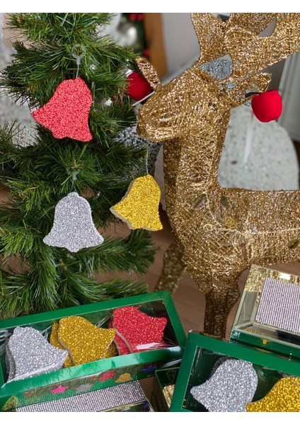 Yeni Yıl Yılbaşı Hediye Çan Zil 12 Li Simli Çam Ağacı Süs Strafor Set Kutulu Gold Gümüş Kırmızı fırsatları