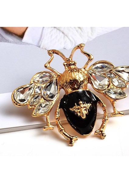 Yeni Lüks Moda Trend Kristal Zikron Taşlı Incili Büyük Arı Sinek Küpe Gold Altın Siyah indirimleri